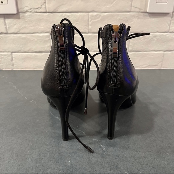 Franco Sarto sz 9.5 Arya black leather lace up pointy toe heels - Picture 12 of 16